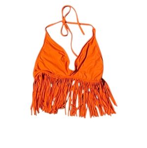 L*Space Vibrant Orange Halter Top Size M